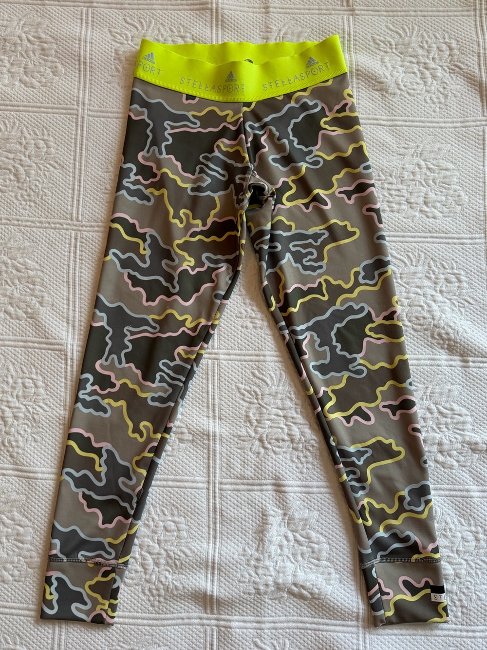 Bundle Adidas Stella McCartney Stellasport Leggings Red Rose/Camo Neon Waist - Picture 7 of 13